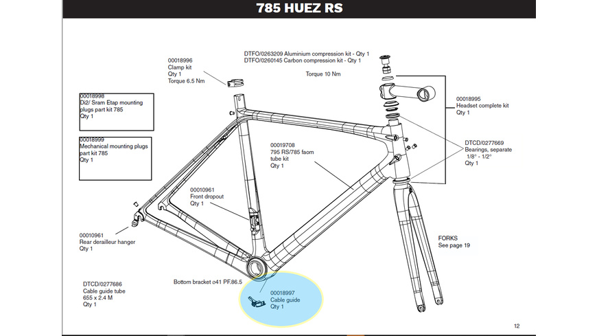 Look 785 Cable Guide