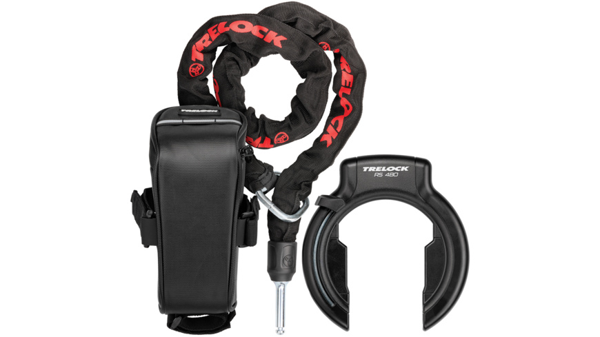 Trelock RS 480 P-O-C XL Rahmenschloss NAZ + ZR 355 Plug-In Chain + Satteltasche Trelock RS 480 P-O-C XL Rahmenschloss NAZ + ZR 355 Plug-In Chain + Satteltasche