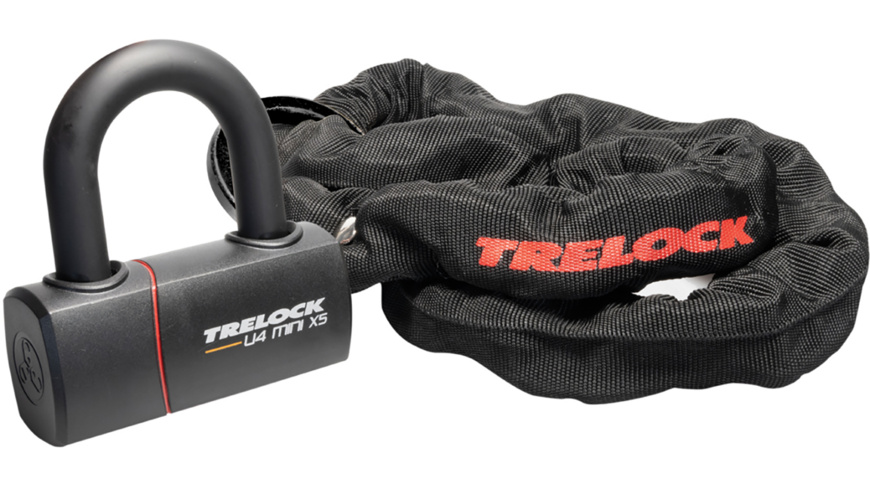 Trelock LC 680 Kettenschloss 110cm + U4 Mini XS Bügelschloss Trelock LC 680 Kettenschloss 110cm + U4 Mini XS Bügelschloss