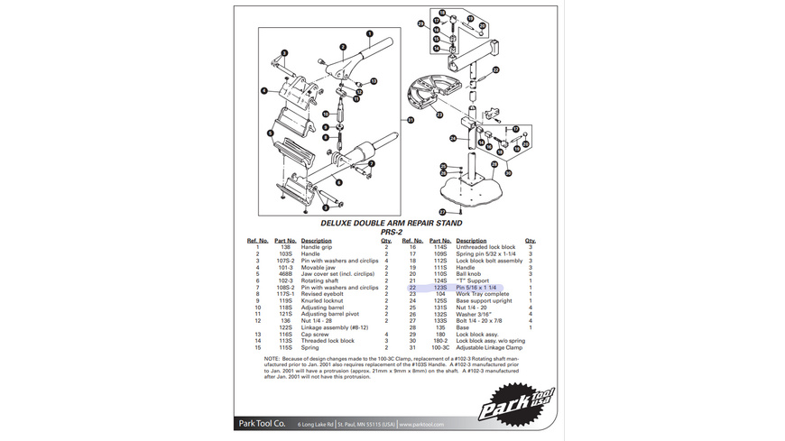 Park Tool 123 S solid pin 5/16x2 1/2 - PRS-2