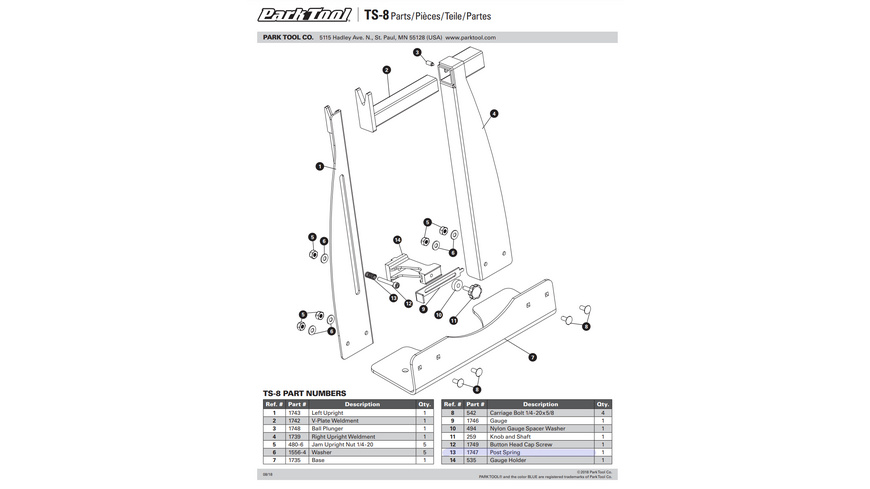 Park Tool 1747 Post Spring - TS-8