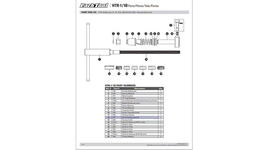 Park Tool 747 Compression Spring 5/8" - HTR-1