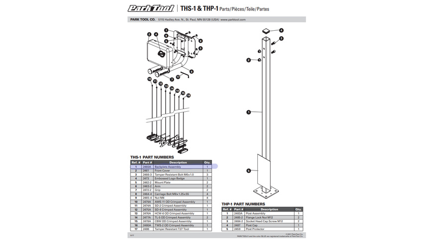 Park Tool THP-1 Montagepfahl für THS-1