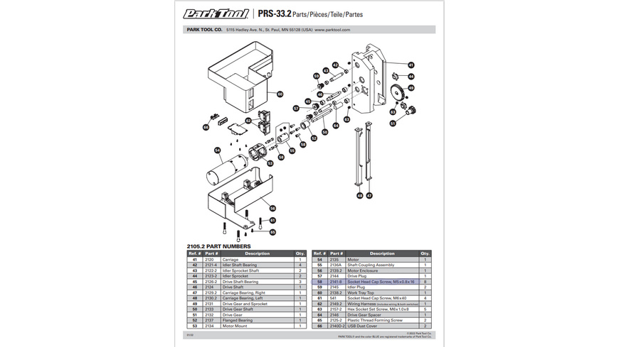 Park Tool 2141-8 Innensechskantschraube M5 PRS-33(.2)