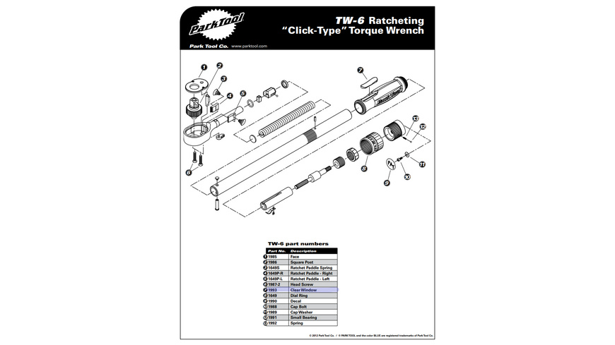 Park Tool 1993 Ersatzscheibe NM Anzeige TW-6