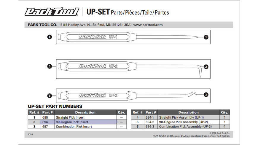 Park 696 90 degree Pick Insert