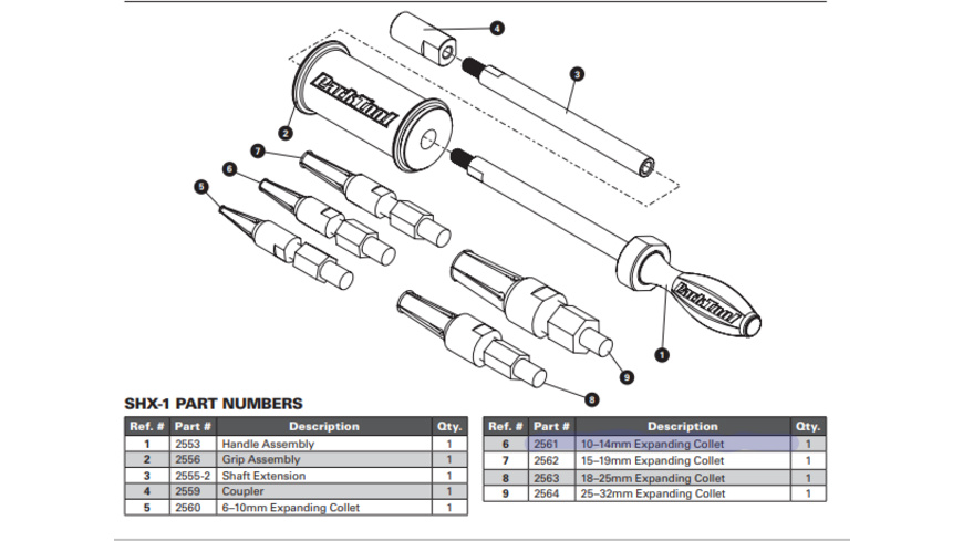 Park Tool 2561 Dehnspannzange 10-14MM SHX-1
