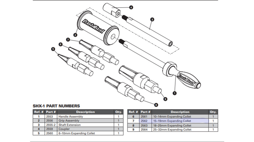 Park Tool 2561 Dehnspannzange 15-19MM SHX-1