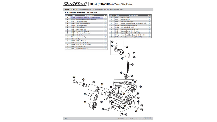 Park Tool 1957A Ersatzbacke 100-3D/5D/25D
