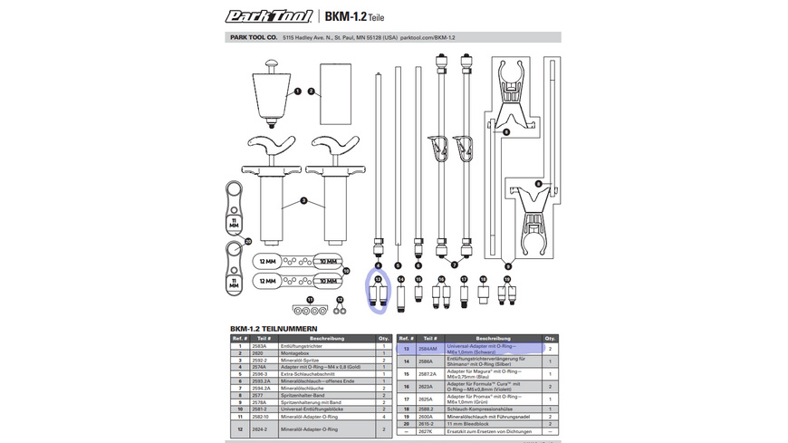 Park 2584-10 Adapter-O-Ring für BKM-1.2