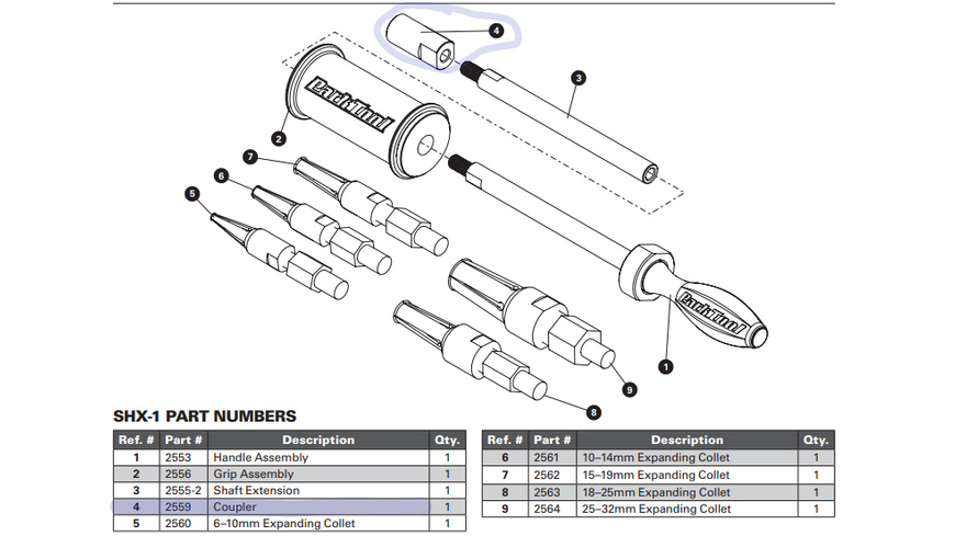 Park Tool 2559 Kupplung für SHX-1