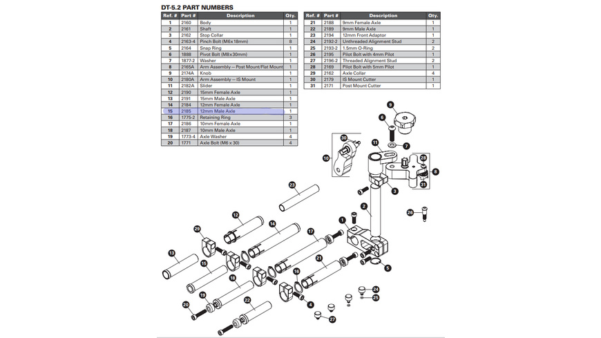 Park Tool 2185 Steckachse hinten 12mm-DT-5.2