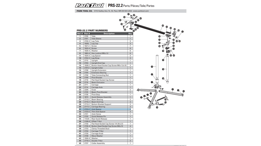 Park 2722-2 Achs Spacer für PRS-22.2