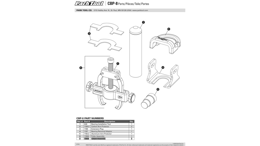 Park Tool 1190A Greifzange für CBP-8