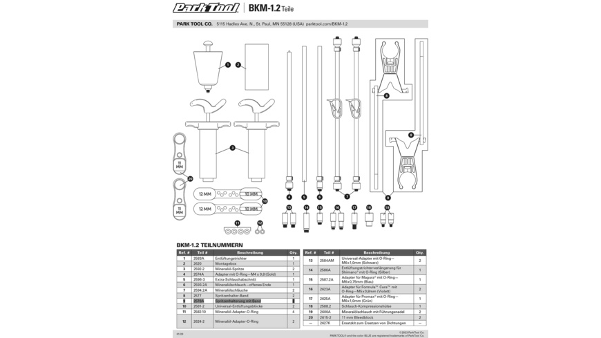 Park Tool 2578A Spritzenhalterung für BKD,BKM