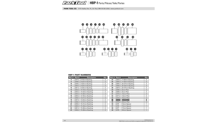 Park Tool 2273-2 17mm Hülse for HBP-1