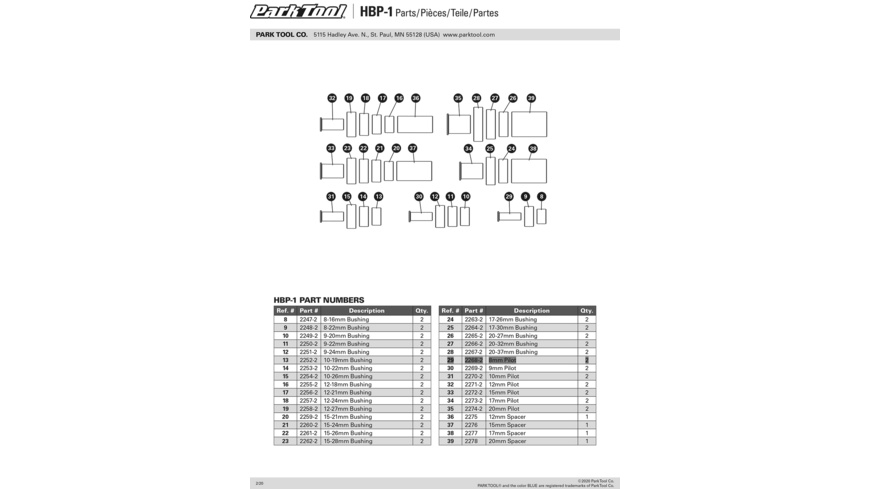 Park Tool 2268-2 8mm Hülse for HBP-1