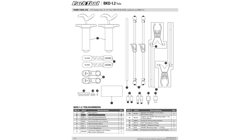Park Tool 2616-2 Dot Fluid Kit Spritze BKD