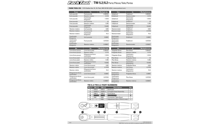 Park Tool 1648W.2 Sichtfenster für TW-5.2